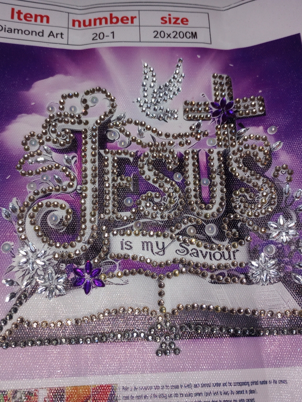 Inspirational Jeweled Art. No Frame Handmade